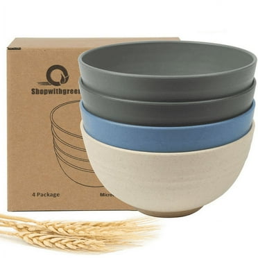 Loobuu Unbreakable Large Cereal Bowls - 24 OZ Wheat Straw Fiber Lightweight Bowl Sets 4 - Dishwasher & Microwave Safe - for Cereal, Salad,Soup, Noodle, 4 Pieces (Medium)