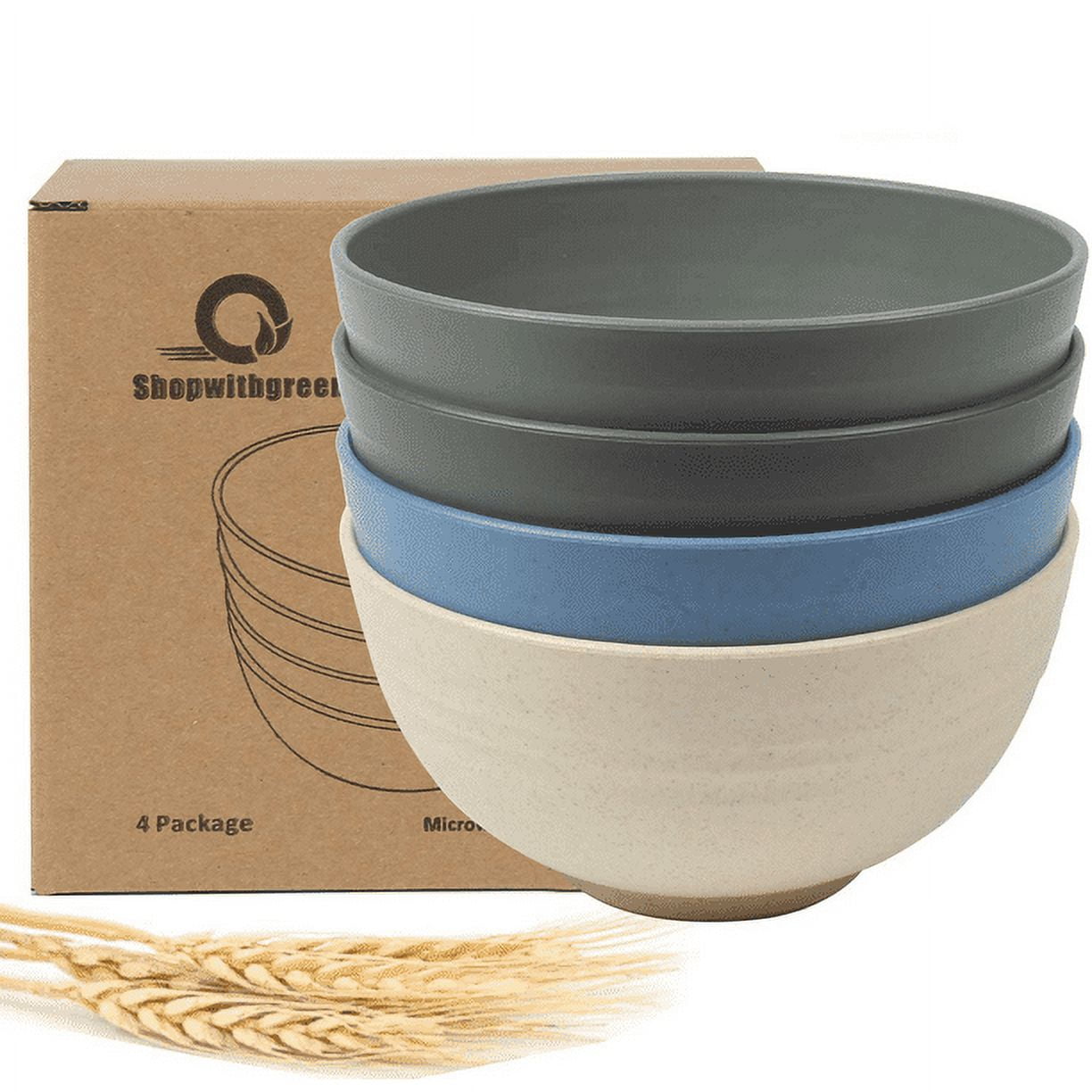 Loobuu Unbreakable Large Cereal Bowls - 24 OZ Wheat Straw Fiber Lightweight Bowl Sets 4 - Dishwasher & Microwave Safe - for Cereal, Salad,Soup, Noodle, 4 Pieces (Medium)