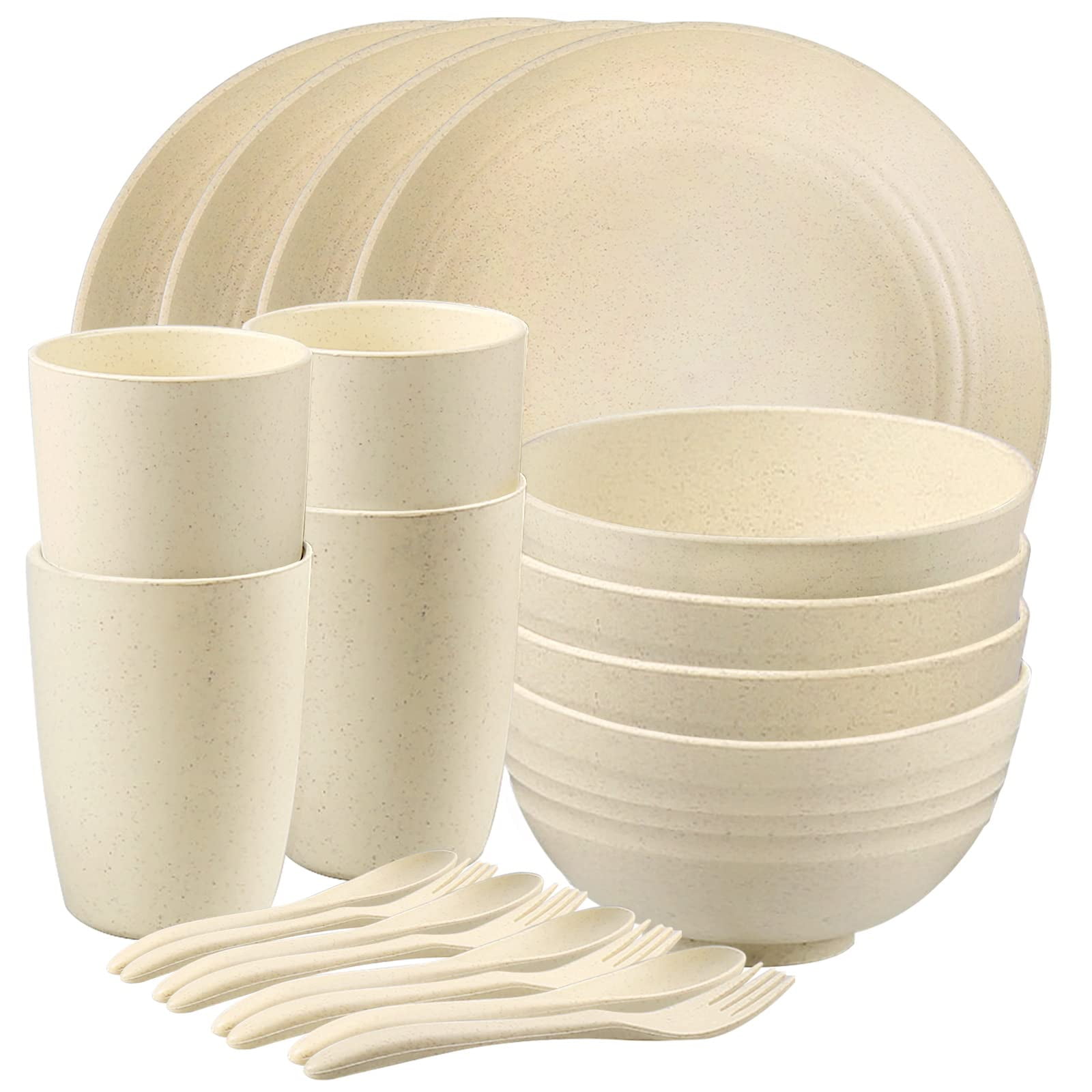 Loobuu Wheat Straw Dinnerware Sets (20PCS) - Lightweight & Unbreakable ...