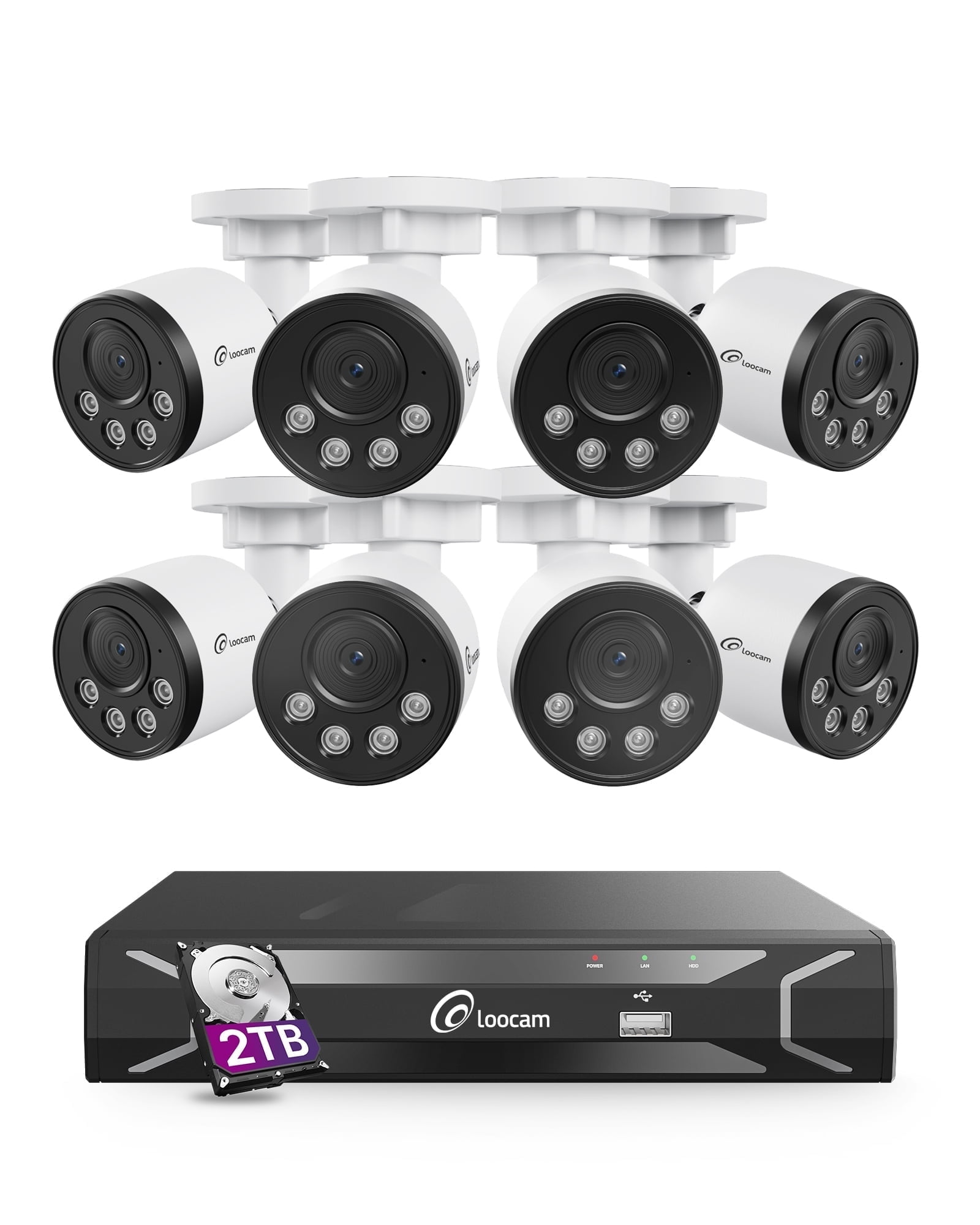 Loocam 2.5K 8 Channel PoE Security IP Camera System 2TB Hard Drive ...