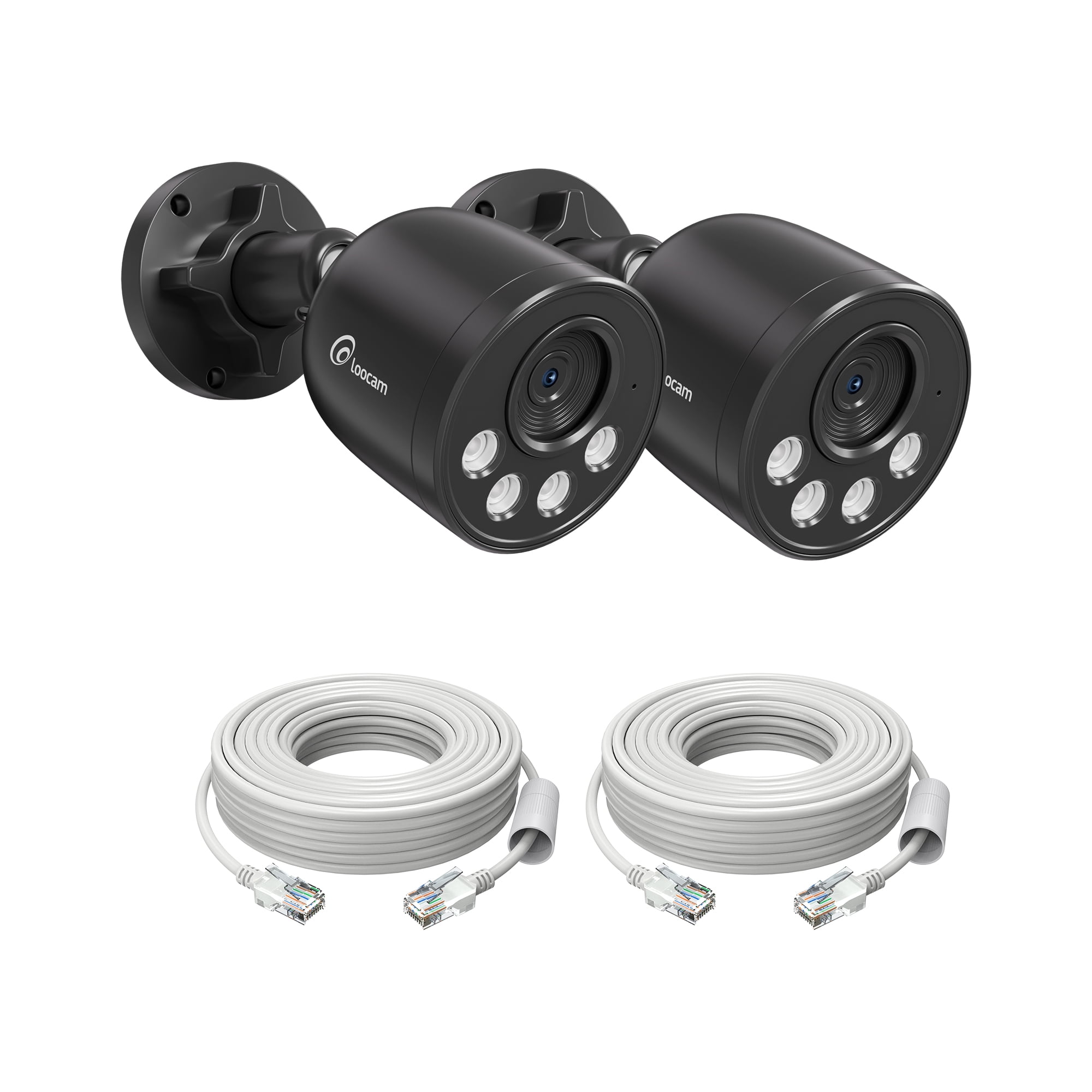 Loocam 4K Wired PoE IP Add-On Security Camera, Person Vehicle Detection, 100ft Night Vision, Only Work with Loocam 4K PoE NVR, 2 Pack