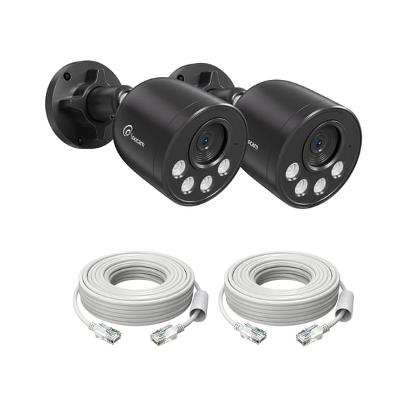 Loocam 4K Wired PoE IP Add-On Security Camera, Person Vehicle Detection, 100ft Night Vision, Only Work with Loocam 4K PoE NVR, 2 Pack
