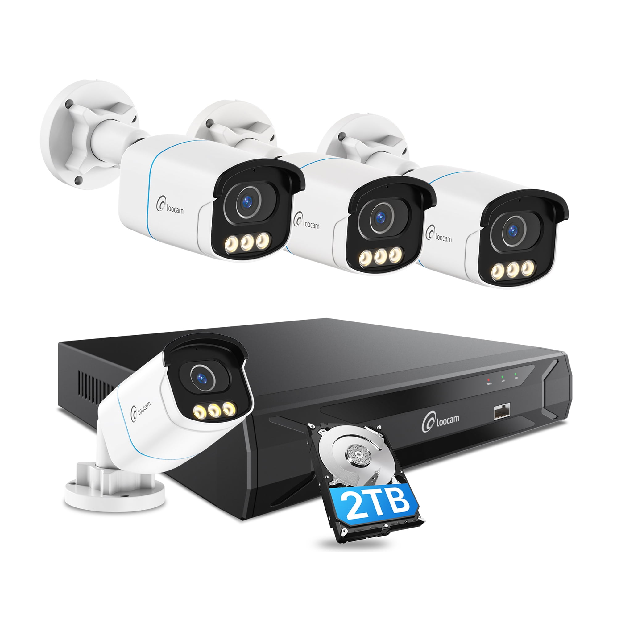 Loocam 8 Channel 4K 2TB PoE NVR Home Security Camera System Outdoor ...