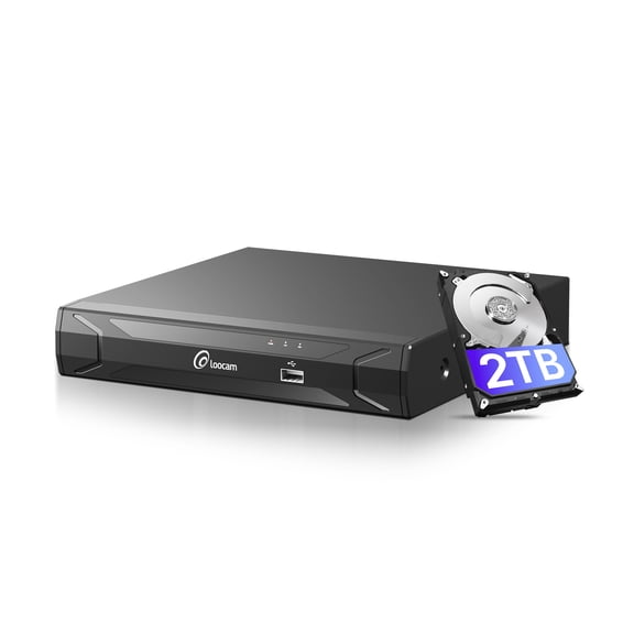 Loocam 8 Channel 4K 8MP PoE NVR Network Video Recorder 2TB HDD, Only Compatible with Loocam POE Camera