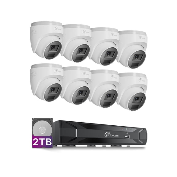 Loocam 8CH PoE NVR Security Camera System Two Way Audio with 2TB HDD