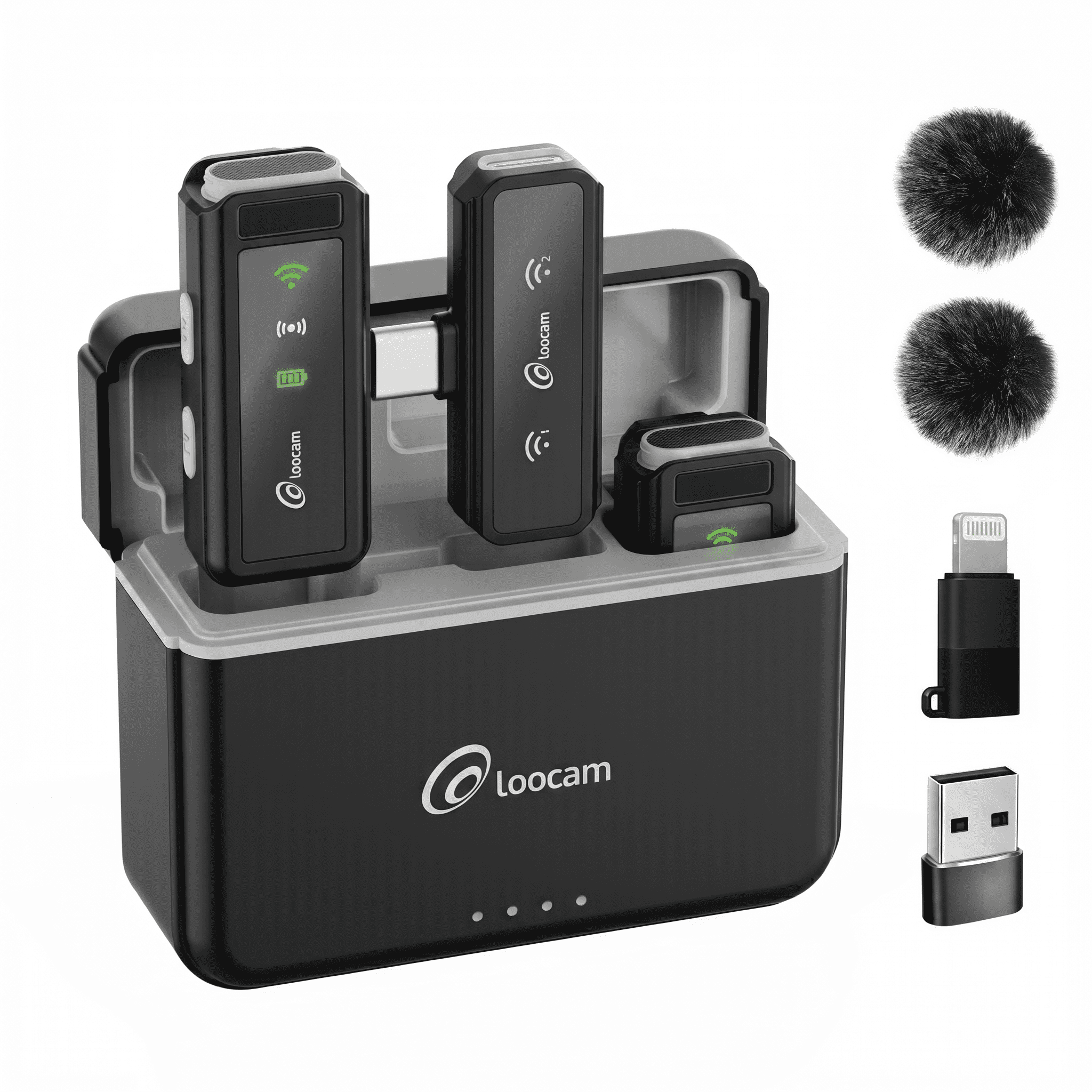 Loocam Mini Microphone for iPhone with Charging Case, Wireless Lavalier Microphone for Video, Recording, Vlog, 24H Standby Lavalier Microphone, Hi-Fi Audio, Noise Cancellation, 131FT Range