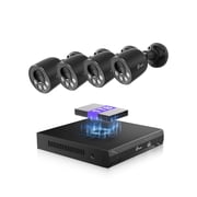 Loocam PoE CCTV System 8CH H.265+ NVR With 1TB HDD, 4PCS Wired 25fps PoE Camera AI Human Vehicle Detection,Outdoor For House Garden Shop Security,Plug&Play,24/7 Recording