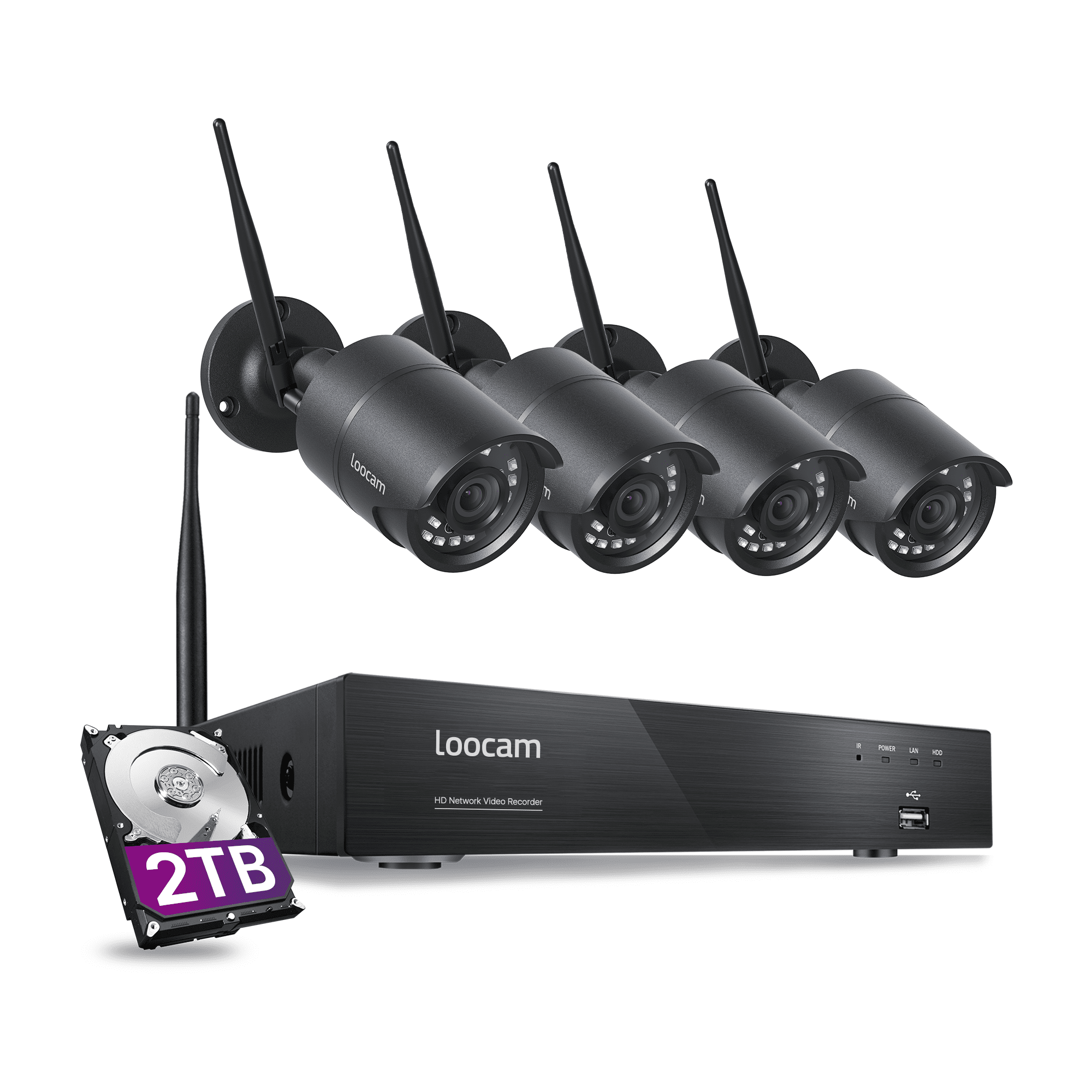 Loocam Wireless Security Cameras System with twoway Audio,8CH H.265+ 1080P NVR with 2TB HDD and