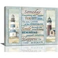thumbnail image 1 of Nautical Lighthouse Wall Art Inspirational Quotes Wall Decor Coastal Theme Pictures Painting Print Motivational Framed Artwork for Bathroom Bedroom Living Room Office 12"x16", 1 of 6