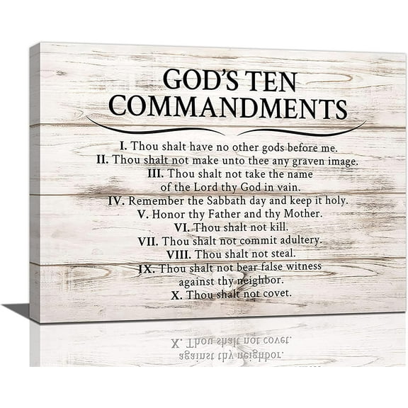 Ten Commandments Wall Decor 10 Commandments Wall Art Christian Scriptures Canvas Prints Bible Verse Pictures Painting Modern Artwork Home Decoration for Living Room Bedroom Bathroom 16"x12"
