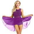 thumbnail image 1 of Loodgao Women's Lyrical Contemporary Ballet Dance Dress Gymnastics Asymmetric Chiffon Skirted Leotard Purple M, 1 of 7