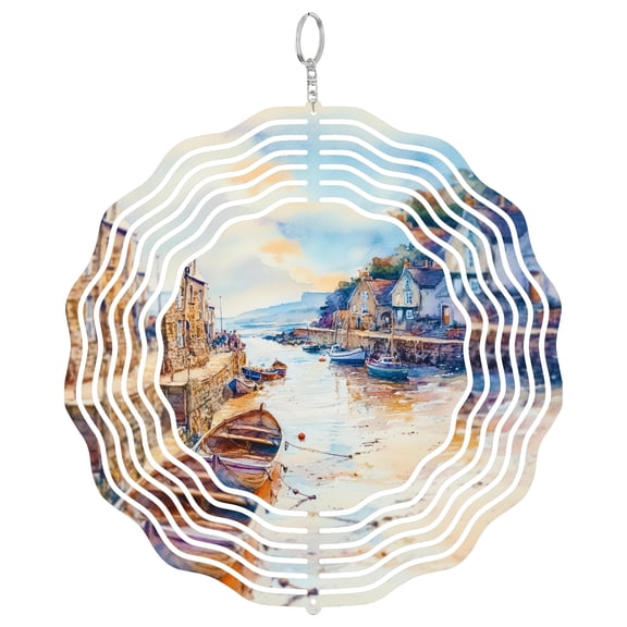 Looe Cornwall Wind Spinner, 3D Kinetic Seaside Town Garden Art Decoration