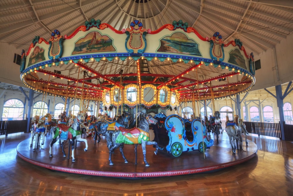 Loof Hippodrome carousel with 45 hand carved horses built in 1916 Santa Monica Pier Santa Monica California United States of America Canvas Art - Richard Maschmeyer Design Pics (18 x 12)
