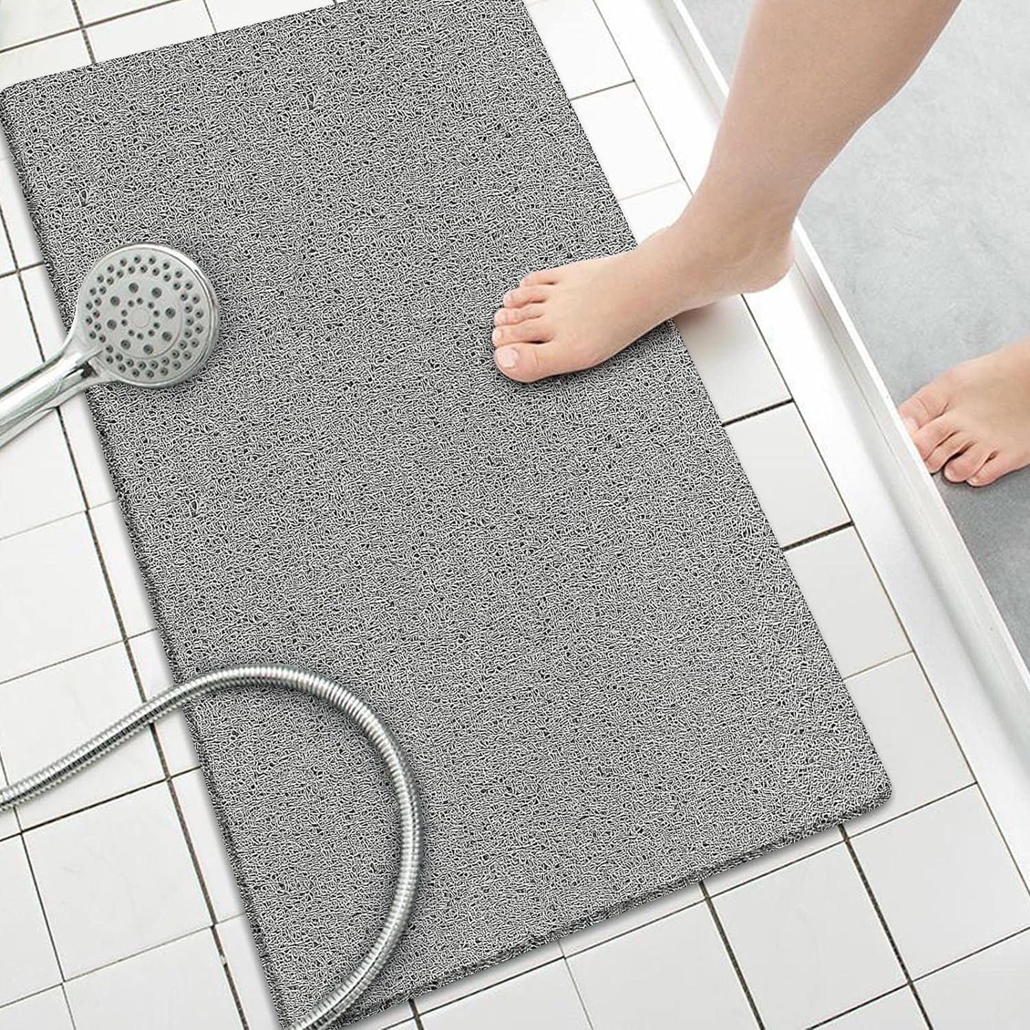 Loofah Bath Mat Non Slip PVC Shower Mat for Textured Tubs 32x17