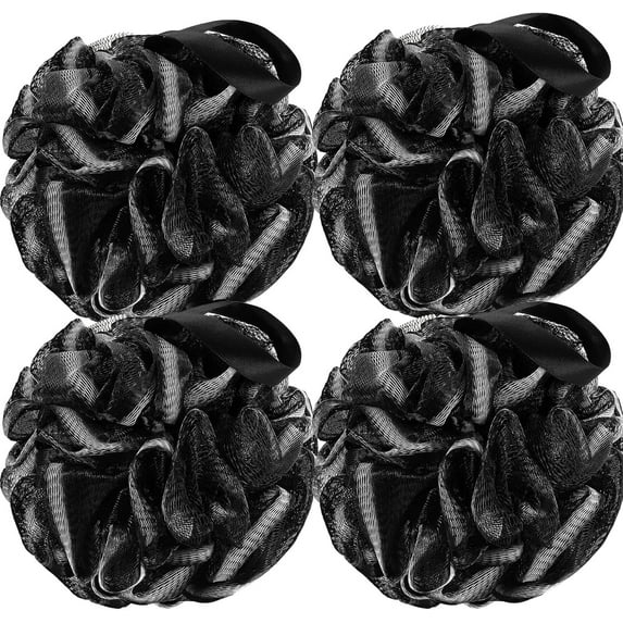 Loofah Bath Sponge, Soft Shower Sponge Large Mesh Pouf Scrubber for Men and Women Exfoliate,Cleanse,Soothe Skin Pack of 4, L 60g