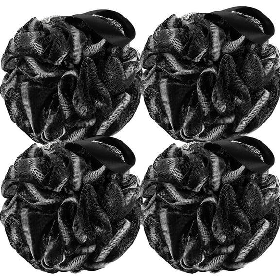 Loofah Bath Sponge, Soft Shower Sponge Large Mesh Pouf Scrubber for Men and Women Exfoliate,Cleanse,Soothe Skin Pack of 4, L 60g