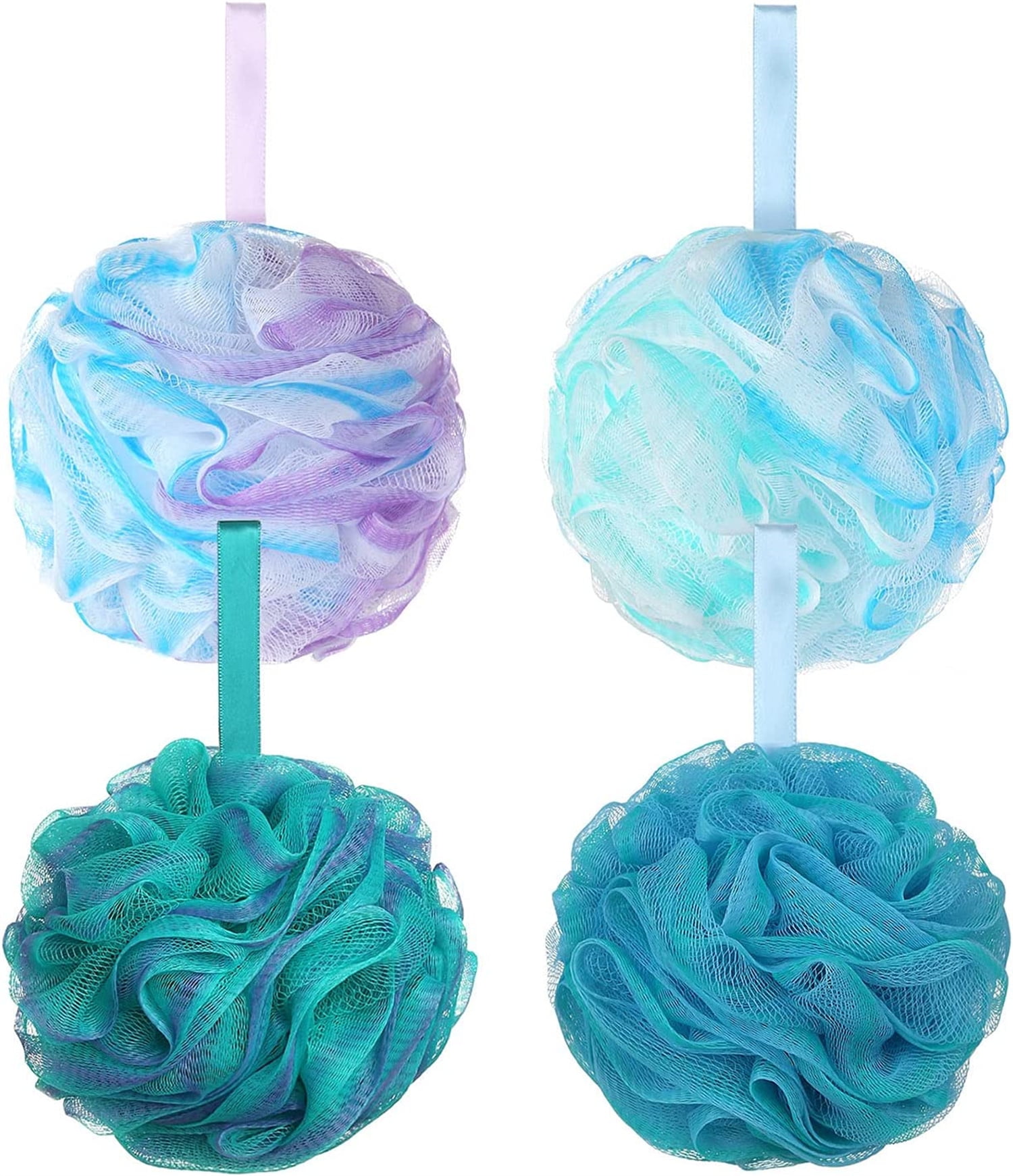 Loofah Bath Sponge XL 75g Set of 4 Ocean Colors by Casewin Soft Exfoliating Shower Lufa for
