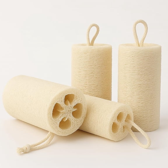 Loofah Body Scrubber Sponge 4-Pack - Natural Exfoliating Sponges for Bath & Shower, Biodegradable Luffa for Smooth & Glowing Skin, Spa Gift Set, Dye-Free, Vegan