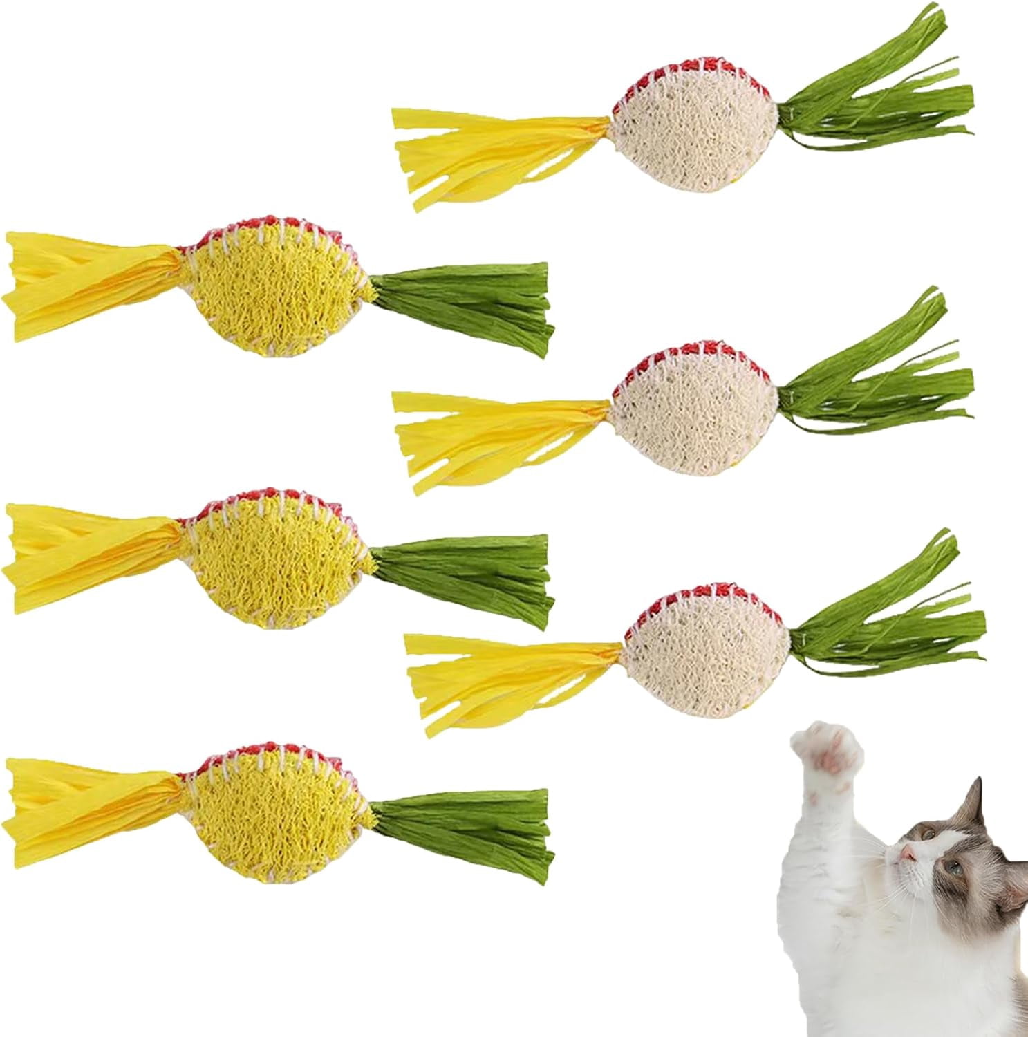 Loofah Cat Chew Toy with Catnip, Interactive Play for Indoor Cats