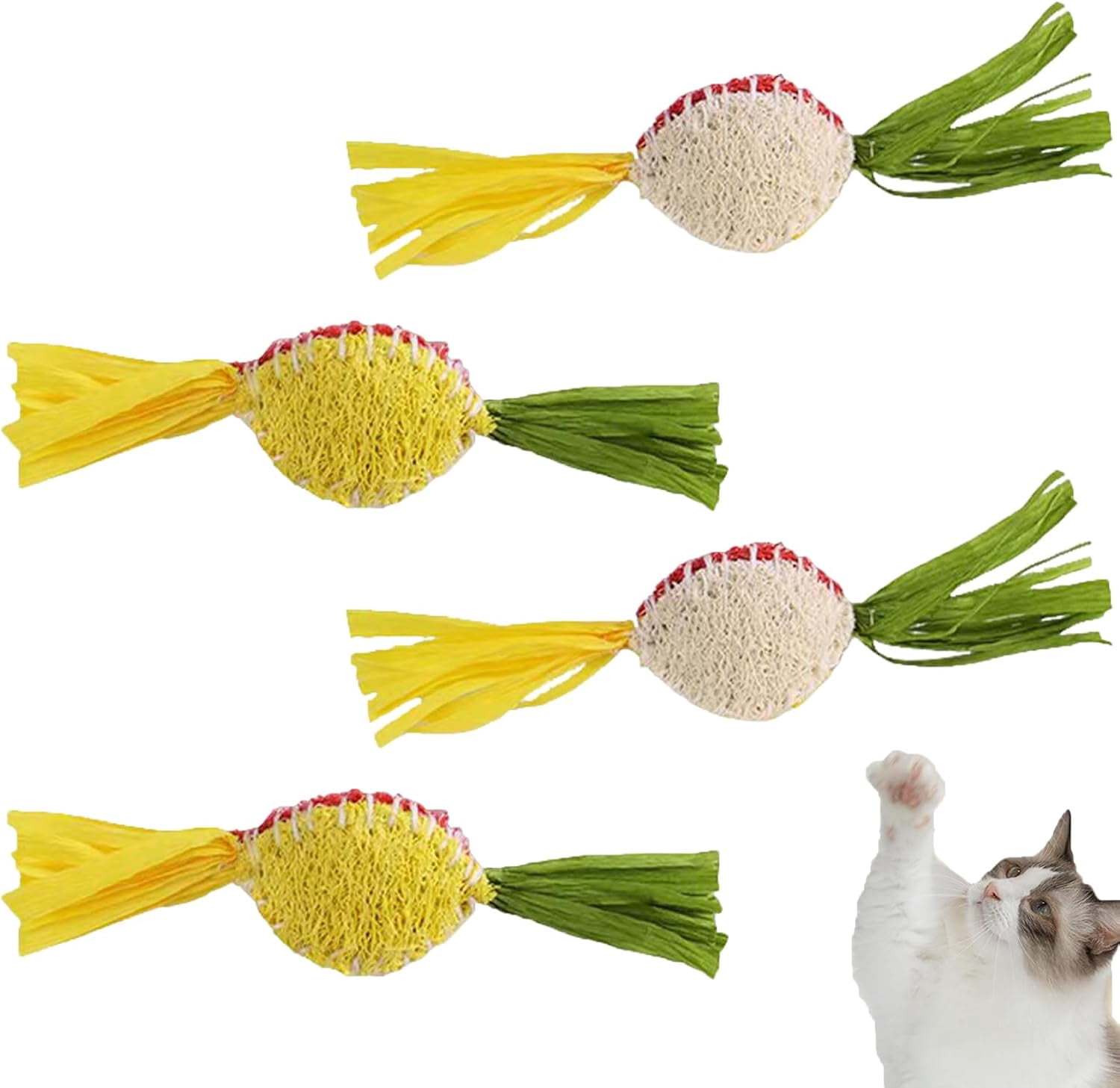 Loofah Cat Chew Toy with Catnip, Interactive Play for Indoor Cats