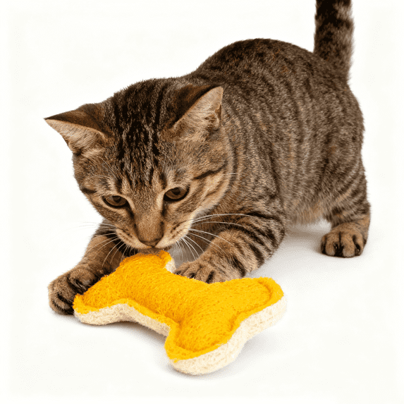 Loofah Cat Toy - Pet Self-Entertaining Chew Stick, Dental Cleaning Teaser Wand, Cat Scratching and Grinding Toy,1PCS Bone