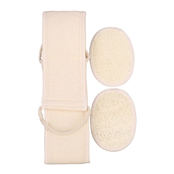 Loofah Exfoliating Back Scrubber For Shower, Double Side Scrubbing Strap, Body with 100% Natural Lu