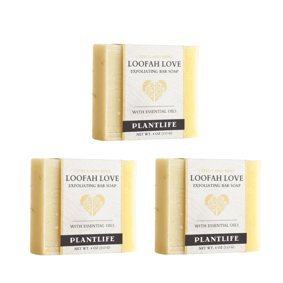 Loofah Exfoliating Bar Soap, Soft Smooth Skin, Citrus & Mint, 4 oz Bar 3 Pack