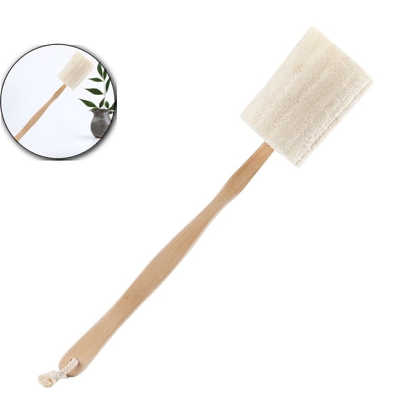 Loofah Exfoliating Bath Brush - Body luffa loofa Sponge On a Stick - Sponge Scrubber with Long Wooden Handle Back Brush for Men & Women