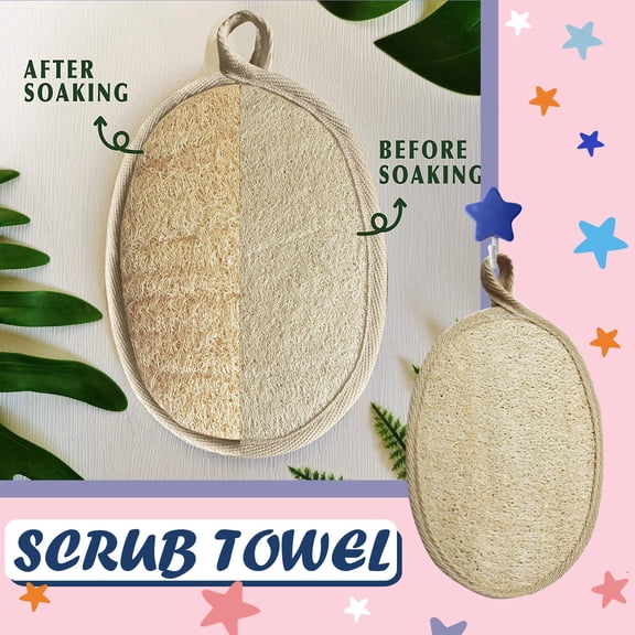 Loofah Exfoliating Body Scrubber, Natural Body Scrubbers for Shower Exfoliator, 100% Natural Lufa Bath Scrub Loofa Sponge Pad, Large Lufas for Men and Women Loufa Biodegradable Luffa