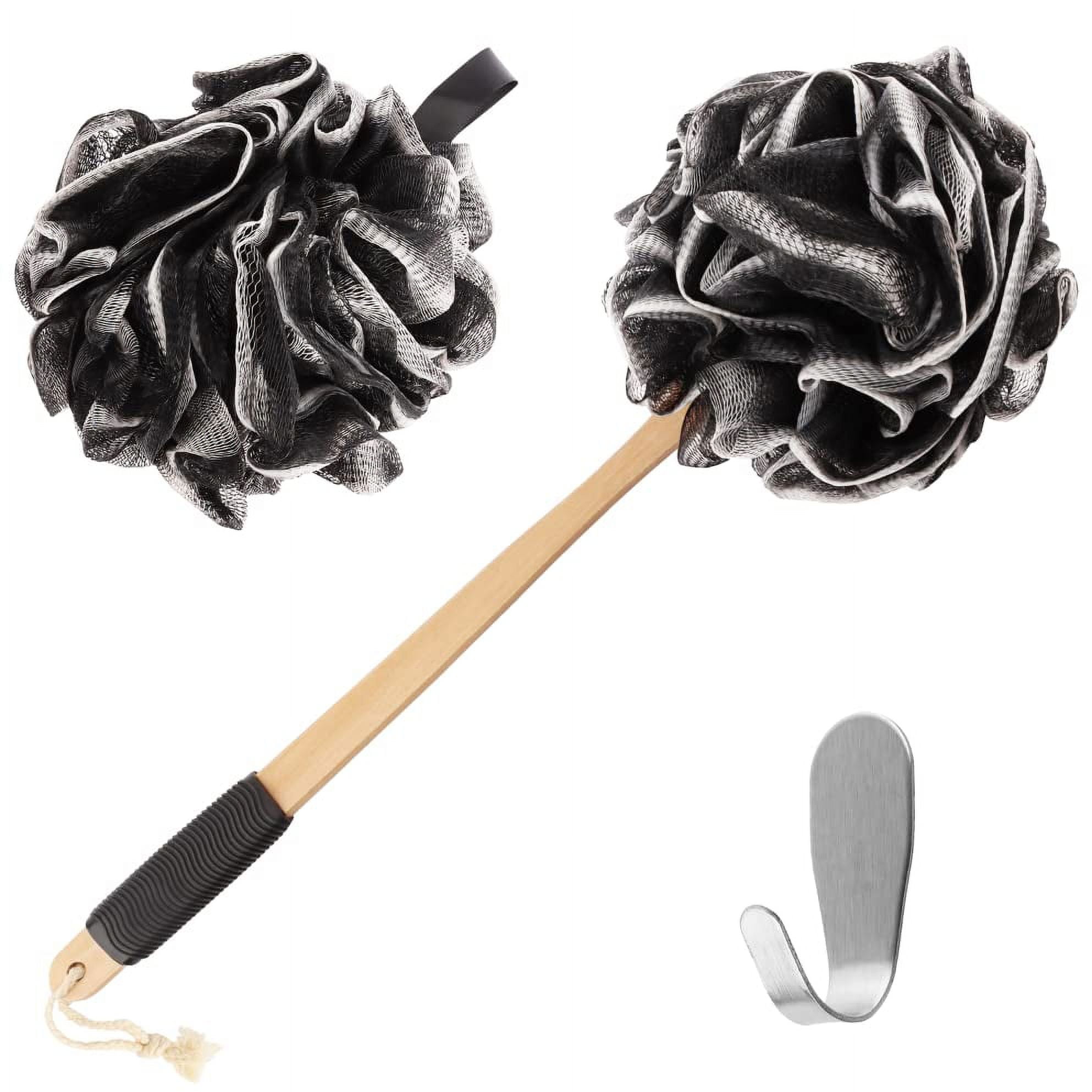 Loofah with Handle | Bamboo Charcoal Infused Loofah Back Scrubber for ...