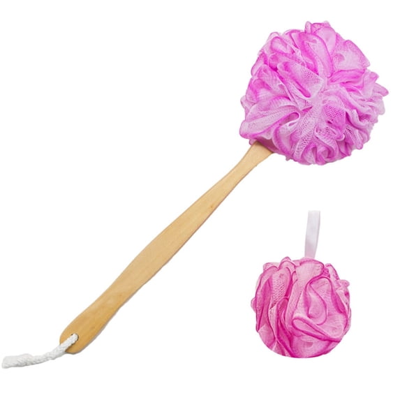 Loofah with Handle, Loofah Back Scrubber, Back Loofah, Loofah Brush with Long Handle, Loofah on A Stick, Shower Loofah Back Scrubber Bathing Sponge Set, 2Pcs
