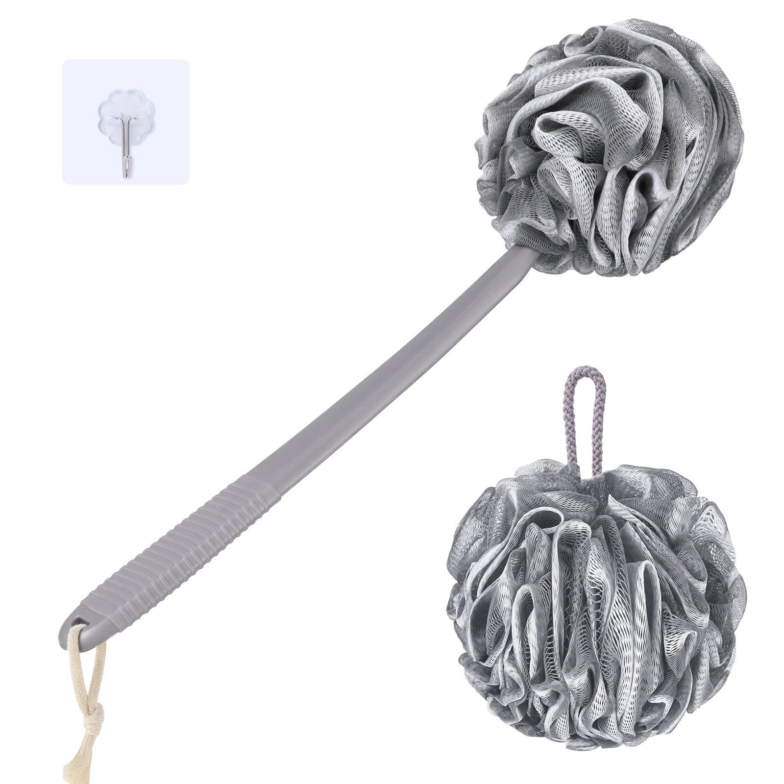 Loofah with Handle Loofah Sponge Set, PE Mesh Exfoliating Loofah Back