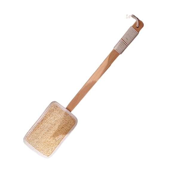 Loofah Massage Brush Back Scrub with Bamboo Handle Long Back Brush for Men and Womenwhite