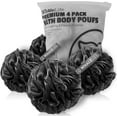 thumbnail image 1 of Loofah Sponge Lufa Shower Puffs Luffa Bath Sponge Mens for Shower (4 Pack Black), 1 of 7