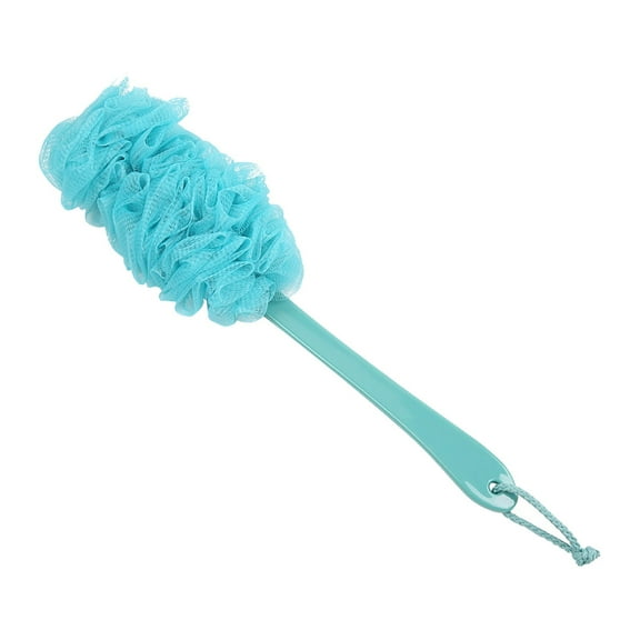 Loofah Sponge Shower Brush, 17in Back Scrubber for Shower with Handle, Soft Nylon Mesh Sponge on A Stick, Exfoliating Scrub Cleaning Luffa, Plastic Long Handle Body Scrubber, Bathing Accessories