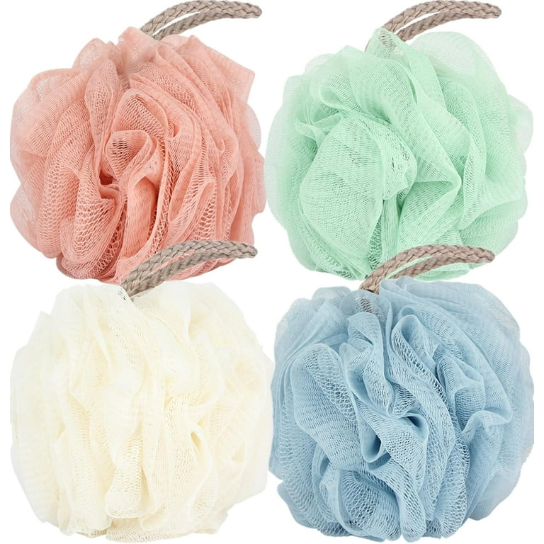 Loofah Sponge Shower Loofahs 50g Bath Sponges Mesh Balls 4 Colors for Body Wash Back Scrubber Bathroom Men Women 4 Pack Scrubber Cleaning Bathing