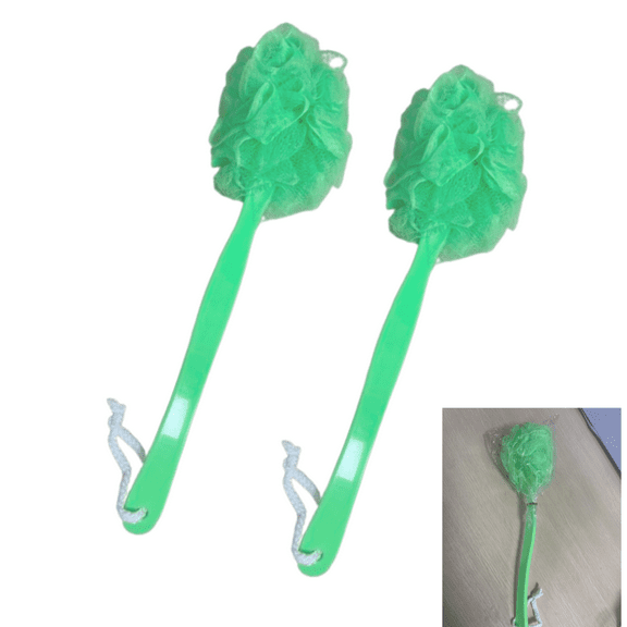 Loofah Sponges 2Pack, Loofah Back Scrubber, Long-handle Bath Brush, Lufa for Women and Men, Exfoliate Bathing Accessories