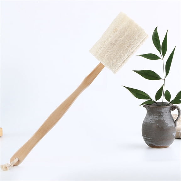 Loofah Stick Long Handle Bath Brush for Home Use, Wooden Handle Natural Exfoliating Loofah Bath Brush, Gentle Scrubber for Smooth Skin for Oily and Dry Skin Material Shower
