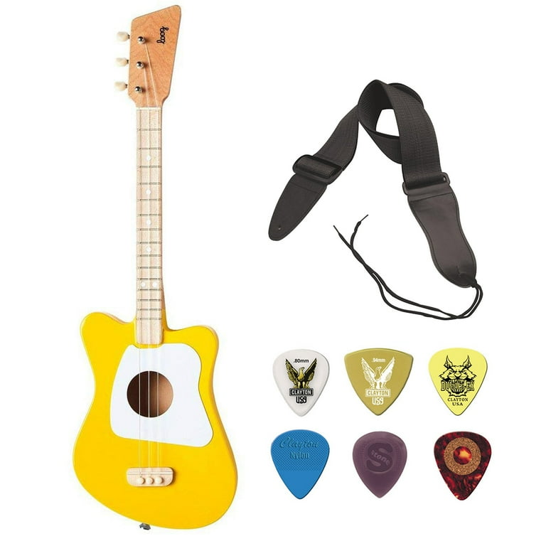 Loog Mini Acoustic 3 String Guitar Yellow for Beginner with