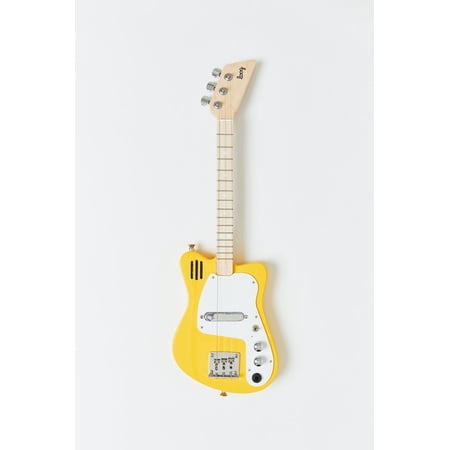 Loog Mini Electric 3-String Electric Guitar with Built-in Amp, Yellow, 1.9 lb
