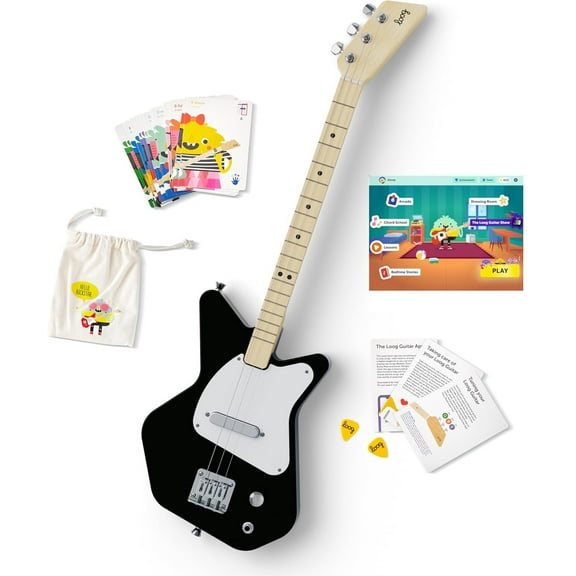 Loog Pro Electric 3String Kids Guitar - Black - LGPROEK