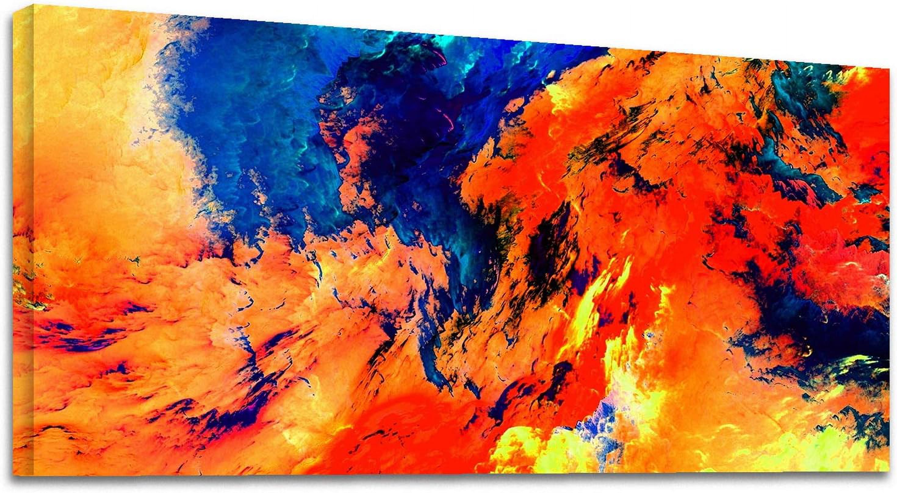 Looife Colorful Abstract Canvas Wall Art, 48x24 Inch Blue and Gold