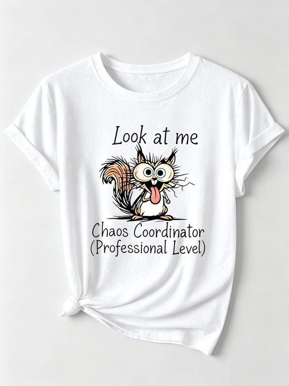 Look At Me Chaos Coordinator Professional Level T-Shirt Funny Squirrel Graphic Tee
