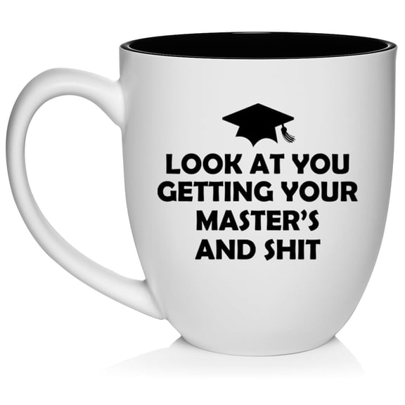 Look At You Getting Your Masters Degree Graduation Ceramic Coffee Mug Tea Cup Gift for Her, Him, Friend, Coworker, Wife, Husband (16oz White)