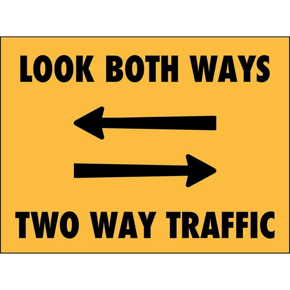 Look Both Ways Two Way Traffic Arrows Sign Metal Tin Sign 8x12 Inches Caution Danger Safety Security Warning Notice Signs