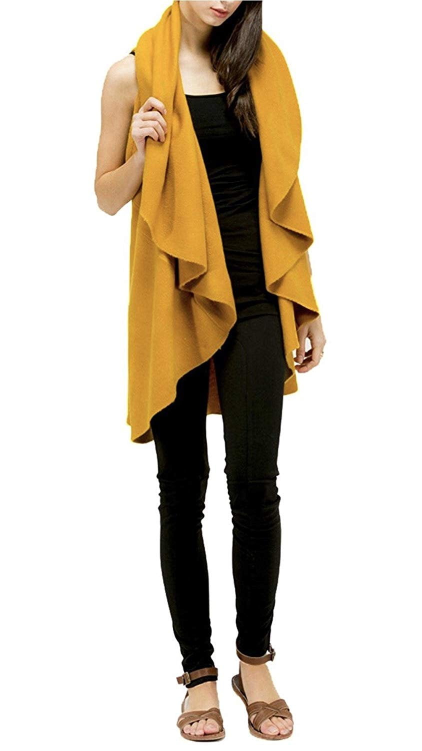 Look By M Women's Draped Multi Ways Basic Shawl Vest …(Mustard