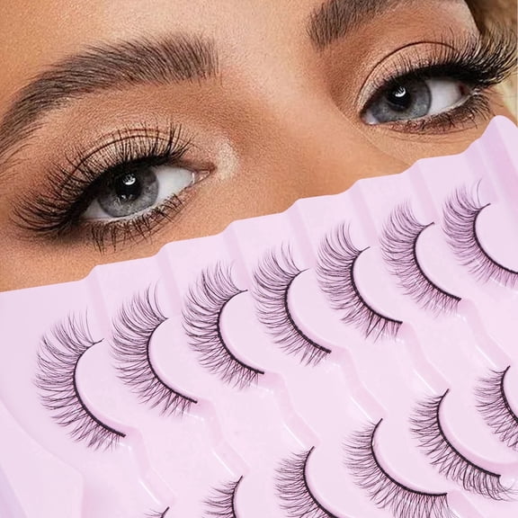 Look Fake Eyelashes Natural Lashes False Eyelashes Wispy Fake Lashes Natural Eyelashes Clear Band Lashes