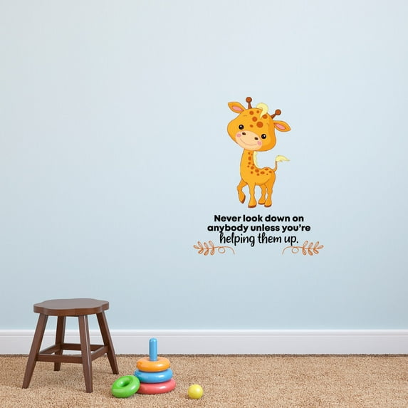 Look Down Giraffe Animal Life Quote Cartoon Quotes Decors Wall Sticker Art Design Decal for Girls Boys Kids Room Bedroom Nursery Kindergarten Home Decor Stickers Wall Art Vinyl Decoration (10x8 inch)