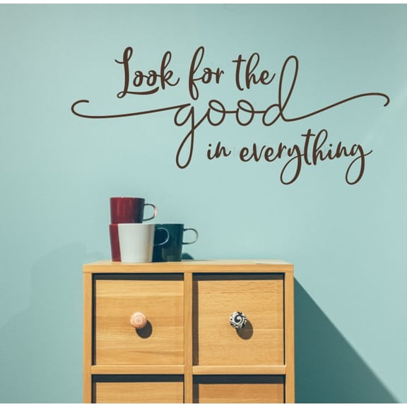 Look for the Good In Everything Wall Decals Quotes Motivational - Inspirational Vinyl Decals - Vinyl Lettering Decor - Quote Decals for Wall - Die-Cut Vinyl Art Sticker, 23x10-Inch, Chocolate Brown