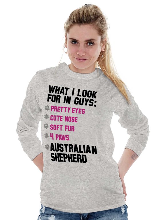 Look Guys Austrailian Shepherd Lover Women Plus Size Long Sleeve Graphic Tee Brisco Brands 3X